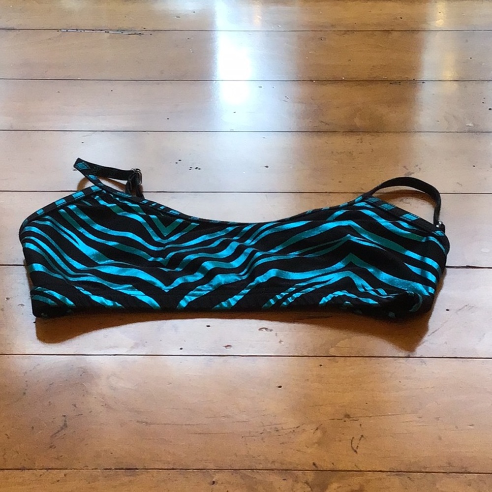 Blue a Black Zebra Print Kids Sports Bra/Dance Top (No Pads)